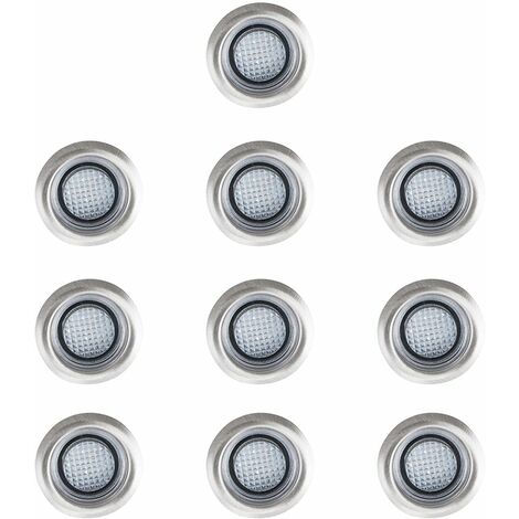 main image of "White LED Round Garden Decking / Kitchen Plinth IP67 Rated Lights Kit - Pack of 10"