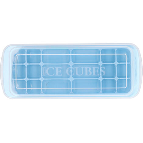 Blue MultiPurpose Silicone Ice Tray with Lid Rectangular Ice Cube Mold for Cake Sushi