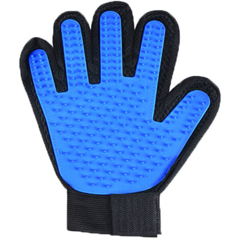 Blue pet grooming gloves, right hand, 23 x 17 cm, 1 piece, suitable for dog and cat grooming brushes