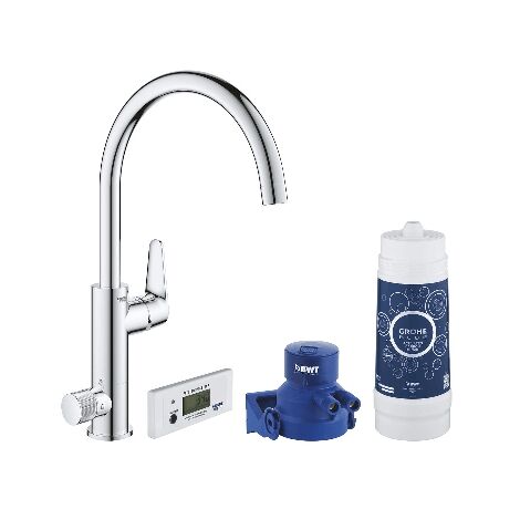 Blue Pure BauCurve Spültischmischer mit Filtersystem. Chromwasser