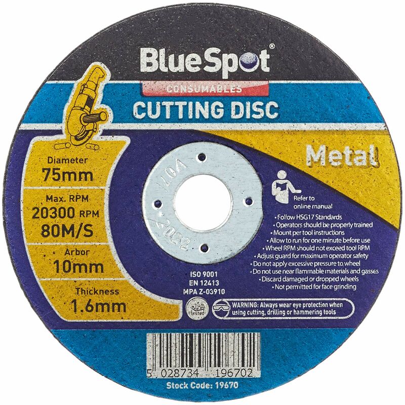 Image of Blue Spot Tools 19670 Disco da taglio per metallo, nero, 75 mm, 3