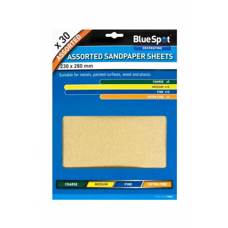 Blue Spot 19850 - Fogli per smerigliatura assortiti, 30 unità