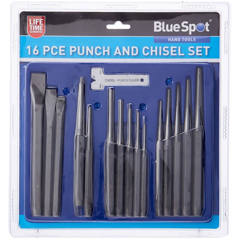 Image of Blue Spot Tools - Blue spot 22447 punch e scalpello, argento, set di 16 pezzi