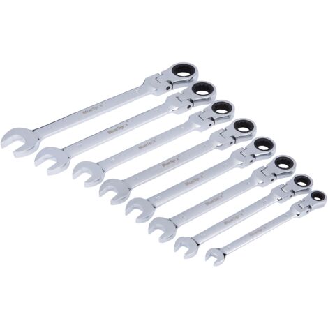 Blue Spot - Set da 8 pezzi Chiavi a cricchetto metriche con testa flessibile a combinazione