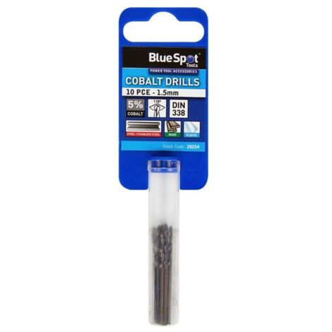 Blue Spot Tools 10 Pce Cobalt Fully Ground 1.5mm Drills