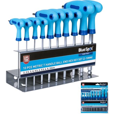 Blue Spot Tools 10 Piece Metric T Handle Ball End Hex Key Set (2-10mm)
