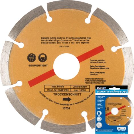 Blue Spot Tools 115MM (4.5") Segmented Gold Diamond Dry Cutting Disc
