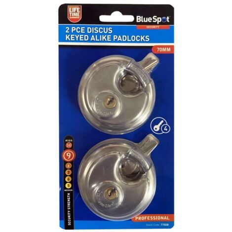 Blue Spot Tools 2 Piece 70mm Discus Keyed Alike Padlocks