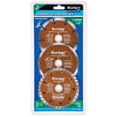 Blue Spot Tools 3 Pce 115mm (4.5") Diamond Cutting Disc Set