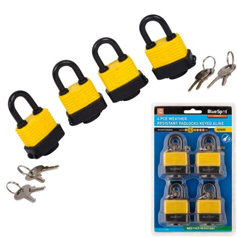 Blue Spot Tools 4 Piece 40mm Weather Resistantant Padlocks Keyed Alike