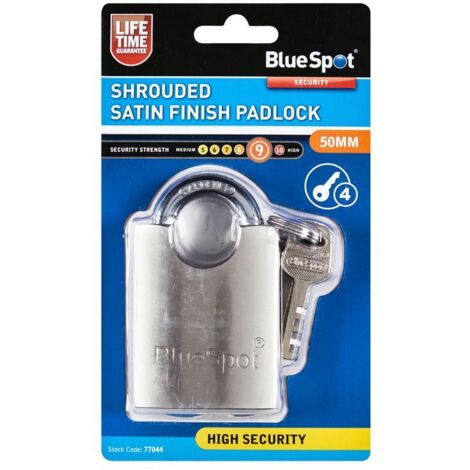 Blue Spot Tools 50mm Shrouded Satin Finish Padlock