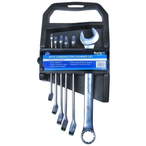 Blue Spot Tools 6 Piece Chrome Vanadium Metric Combination Spanner Set (8-17MM)