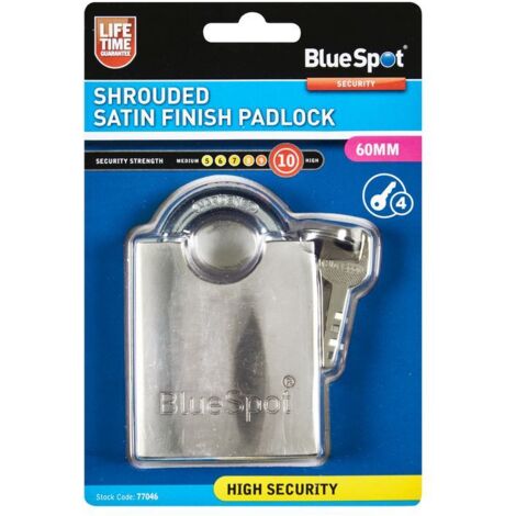 Blue Spot Tools 60mm Shrouded Satin Finish Padlock