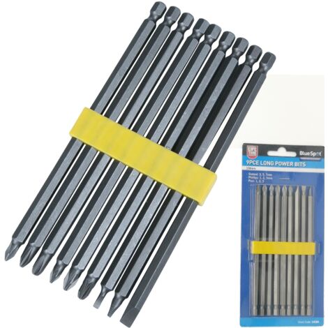 Blue Spot Tools 9 Piece 150MM Chrome Vanadium Extra Long Power Bit Set
