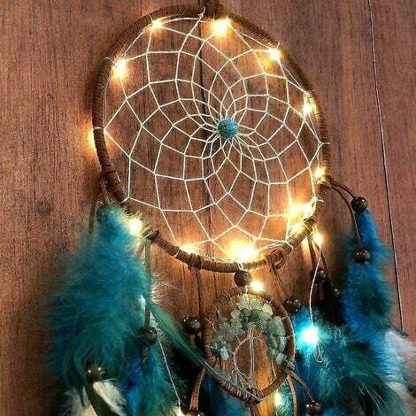 Blue Tree of Life Dreamcatcher with Feathers