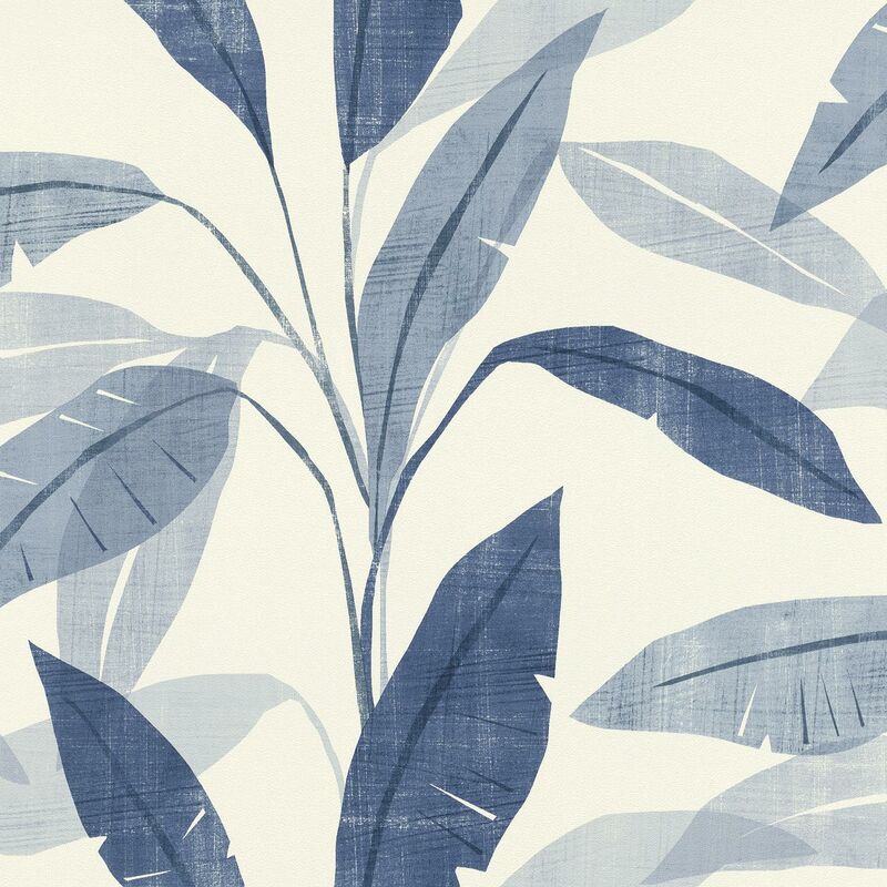 Blue Tropical Wallpaper Rasch Paste The Wall Jungle Palm Leaf Slightly Textured