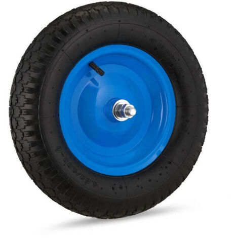 Blue wheelbarrow wheel with axle