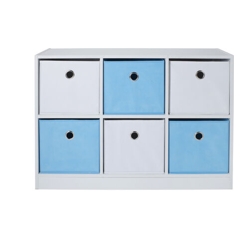 main image of "Blue & White 6 Cube Kids Storage Unit - White/Blue"