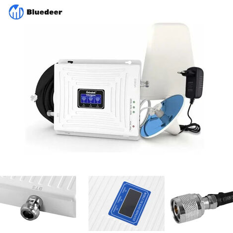 Bluedeer – Amplificateur signal mobile tri-bande 900/1800/2100 MHz – Booster 4G/3G/2G – Couverture jusqu'à 300 m² – Compatible avec opérateurs français