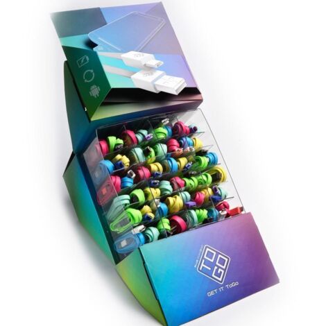Bluediamond To Go Espositore 48 Cavi Flat USB A / Micro USB B Multicolor