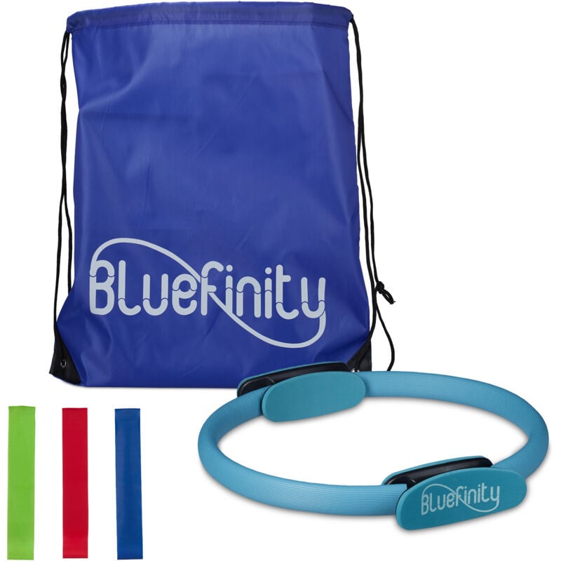 Image of Bluefinity Anello da Pilates, 3 Fasce di Resistenza, Allenamento Palestra Cosce e Gambe, Ø 39cm, Fitness Ring, Yoga, Blu