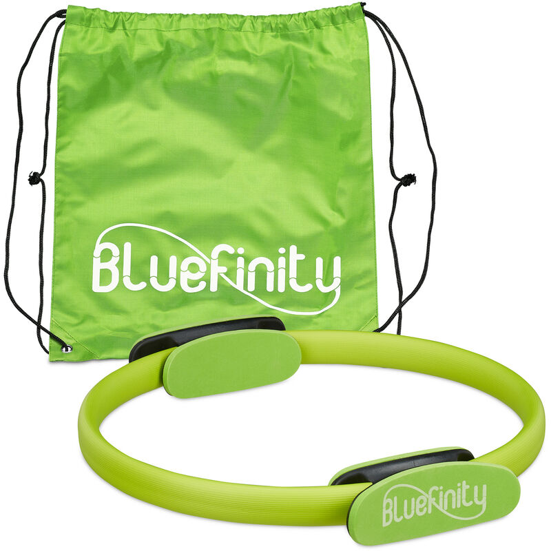 Relaxdays Bluefinity Pilates Ring And Workout Booklet, Dual Grip, Yoga Fitness Circle, Pelvic Floor, Fibreglass, Ø 37 Cm, Green