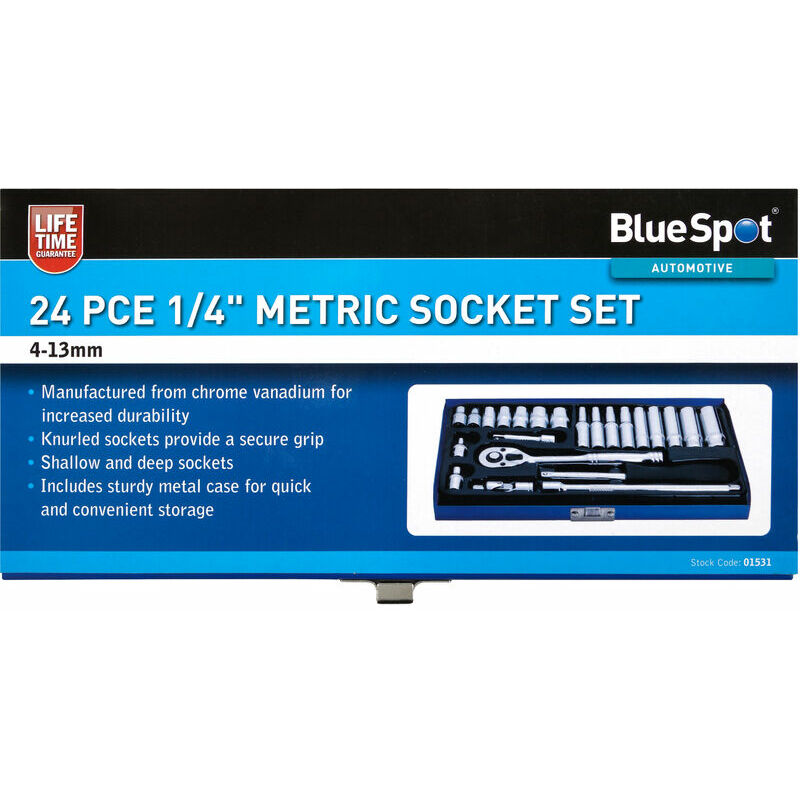 01531 24 Piece 1/4' Metric Socket Set (4-13mm) - Bluespot