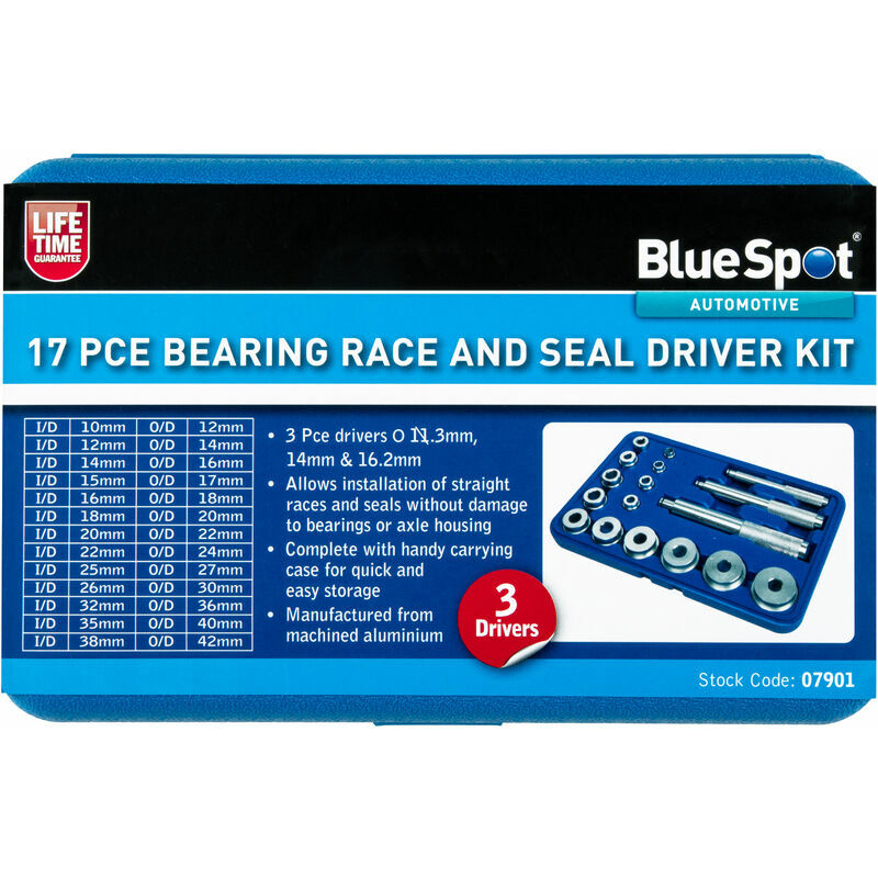 07901 17 Piece Bearing Race and Seal Driver Kit - Bluespot