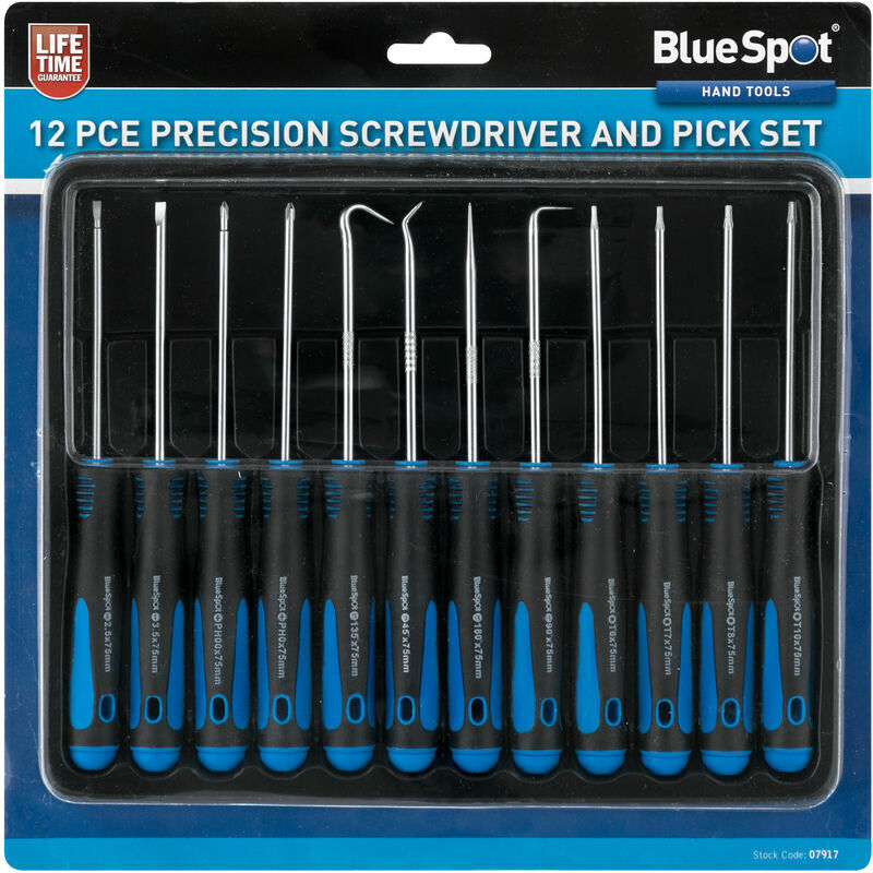 07917 12 Piece Precision Screwdriver and Pick Set - Bluespot