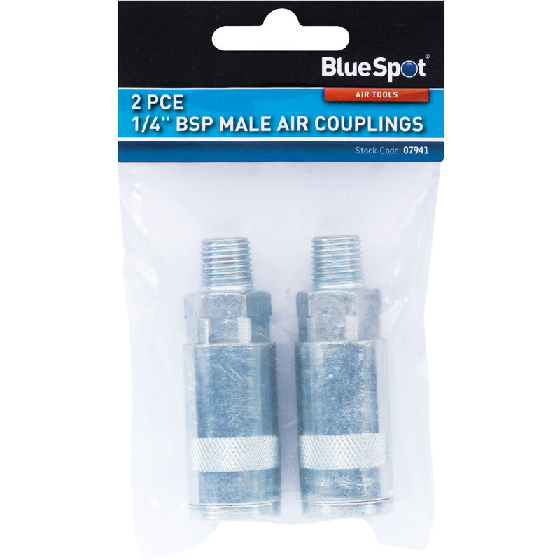 07941 2 Piece 1/4' BSP Male Air Couplings - Bluespot