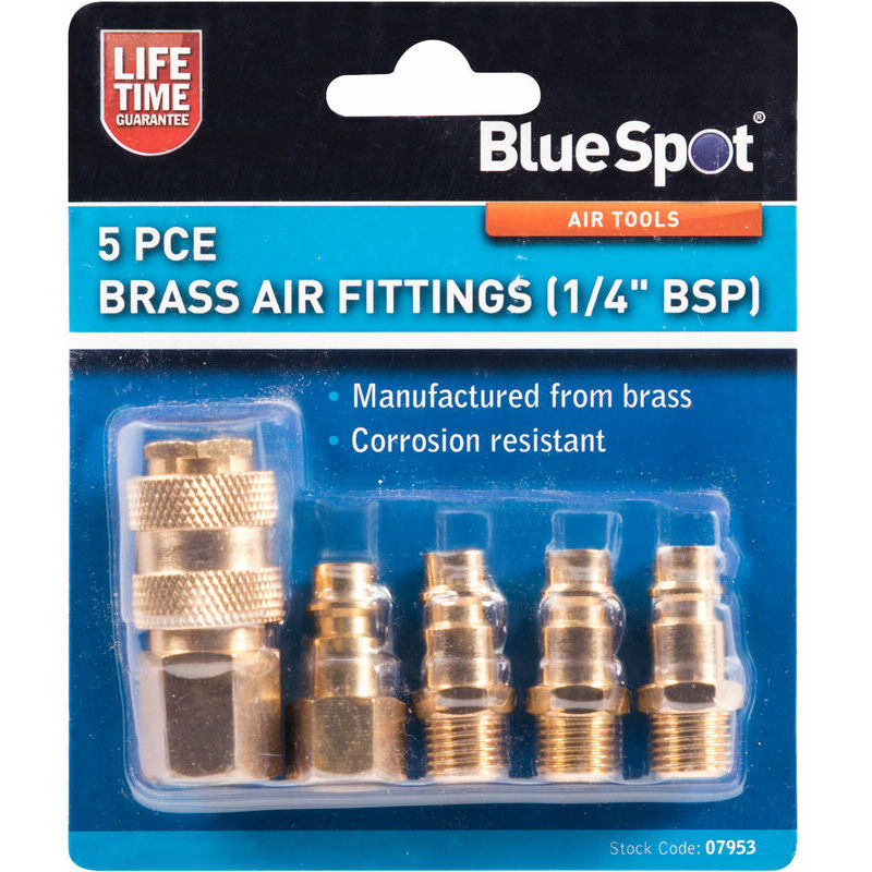 07953 5 Piece Brass Air Fittings (BSP) - Bluespot