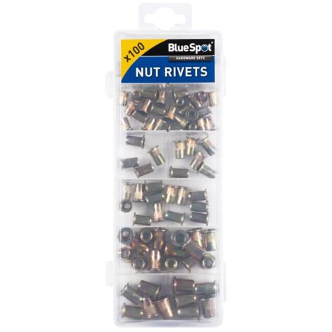 Bluespot 100pc Rivet Nuts Zinc Steel Rivnut Insert For Threaded Riveter M3 - M6