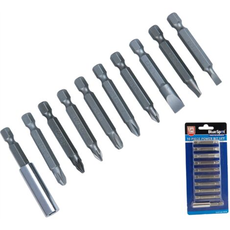 BlueSpot 10pc Drill Screwdriver Bit Set Phillip Slotted Pz Bits Magnetic Holder