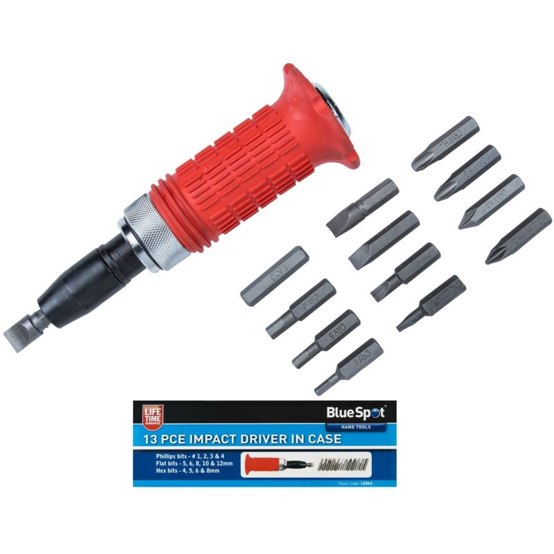 Blue Spot Tools - BlueSpot 13pc Impact Screwdriver Screw Socket Tool With Bits Set 1/2' Inch Drive