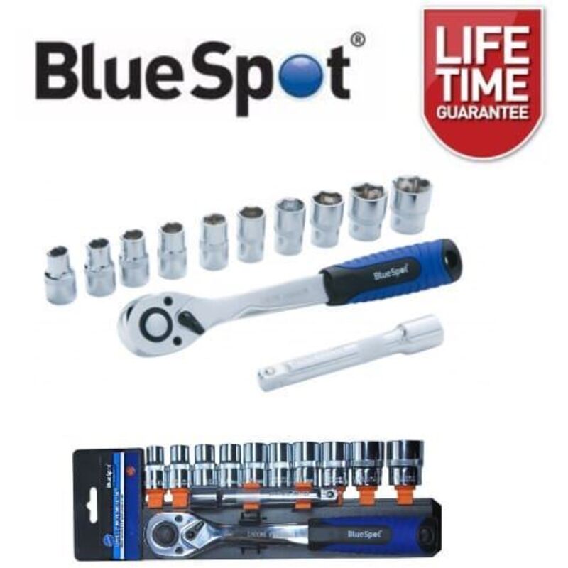 Blue Spot Tools - Bluespot 12 Pc Metric Socket 1/2' Drive Ratchet Extention Bar Set 10mm to 24mm