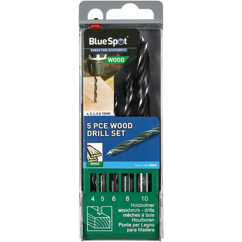 BlueSpot 20206 5 Piece Wood Drill Set (4-10mm)