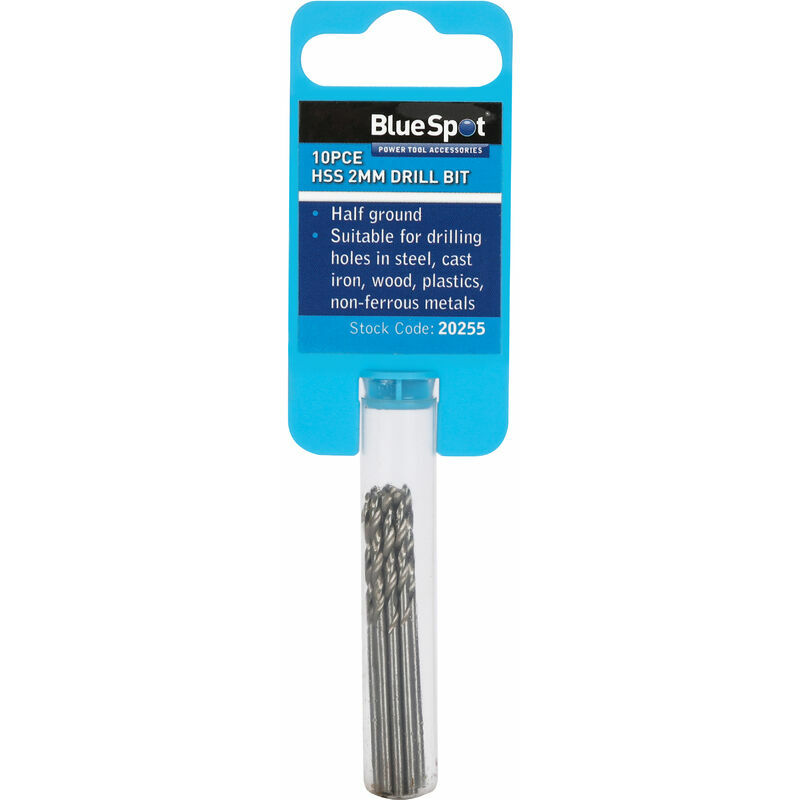 BlueSpot 20255 10 Piece 2mm HSS Drill Set