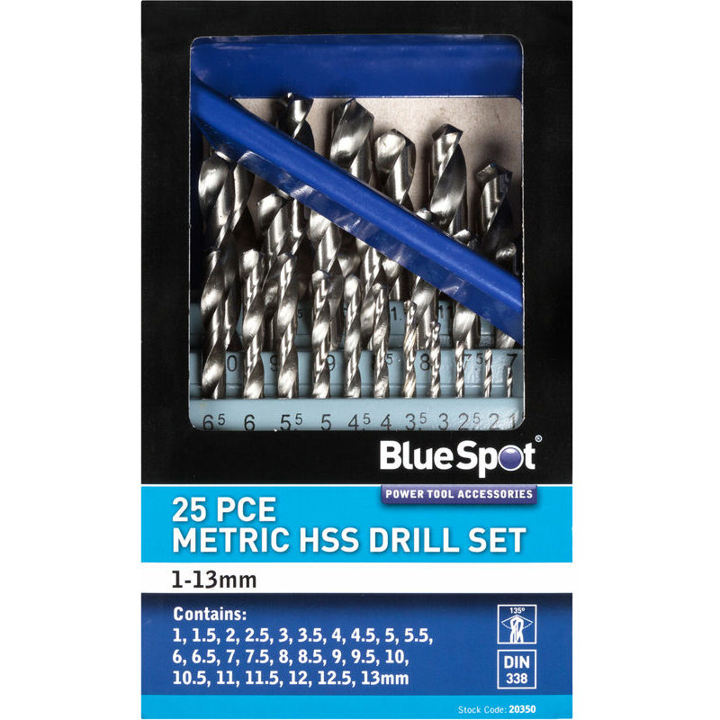 20350 25 Piece Metric HSS Drill Set (1-13mm) - Bluespot