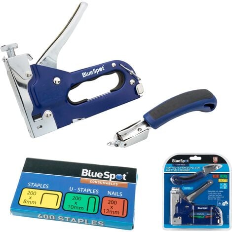BlueSpot 3 Way Heavy Duty Staple Gun & Remover 600 Staples Adjustable Stapler