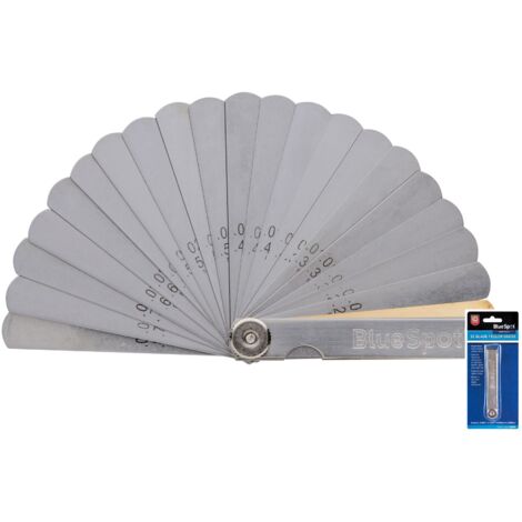 BlueSpot 32 Blade Leaf Feeler Gauge Metric Imperial Includes Brass Blade