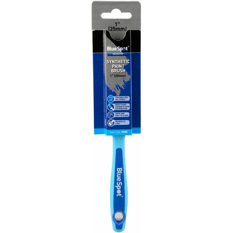 1' (25mm) Synthetic Paint Brush with Soft Grip Handle - Bluespot
