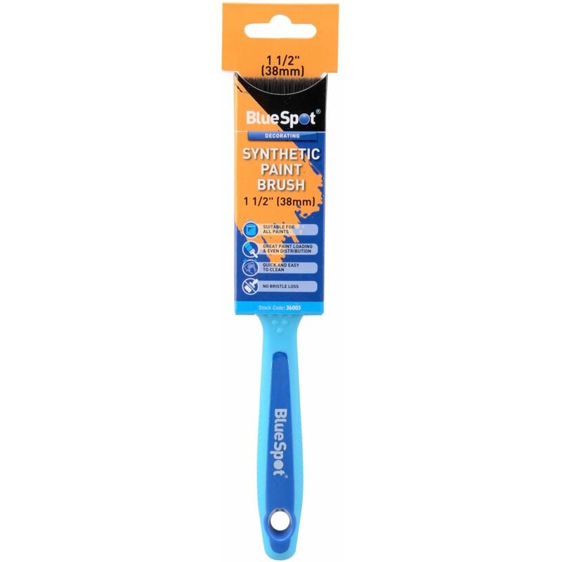 1 1/2' (38mm) Synthetic Paint Brush with Soft Grip Handle - Bluespot