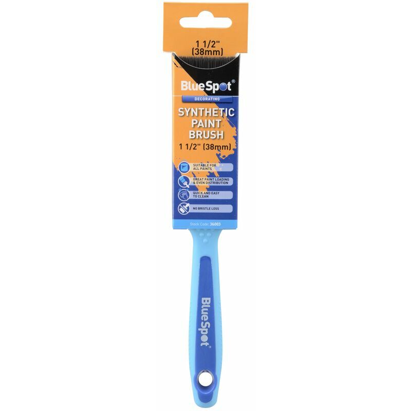 BlueSpot 36003 1 1/2' (38mm) Synthetic Paint Brush with Soft Grip Handle