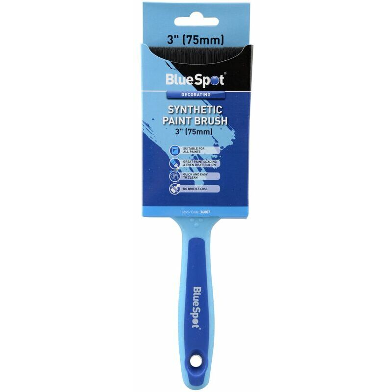 BlueSpot 36007 3' (75mm) Synthetic Paint Brush with Soft Grip Handle