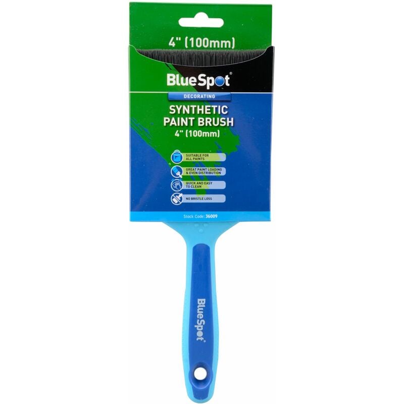 4' (100mm) Synthetic Paint Brush with Soft Grip Handle - Bluespot
