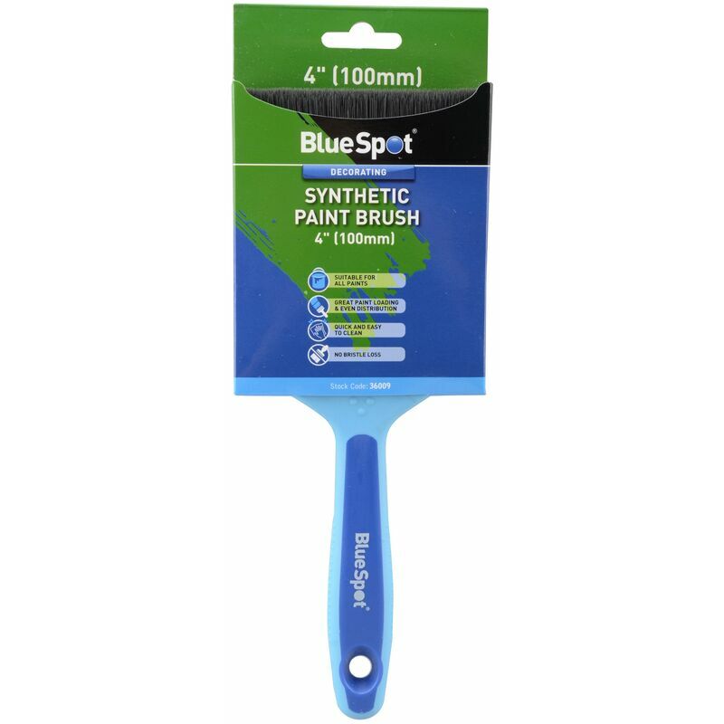 BlueSpot 36009 4" (100mm) Synthetic Paint Brush with Soft Grip Handle