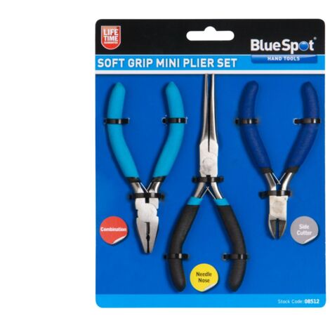 BlueSpot 3pc Mini Miniature Plier Set Combination Needle Nose Wire Cutters