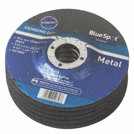 BlueSpot 115mm 4.5" Metal Grinding Discs 6mm Angle Grinder Cutting 1pc OR 5pc 