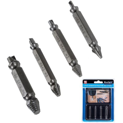BlueSpot 4pc Damaged Screw Remover Broken Bolt Extractor Bit Tool Drill Bit Set