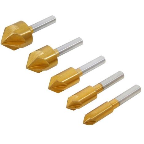 BlueSpot 5pc HSS Screw Countersink Drill Bit Set For Steel Plastic Wood Bits